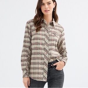 Cabi Hideout Shacket Shirt Jacket Fall 24 Plaid Cheer Small